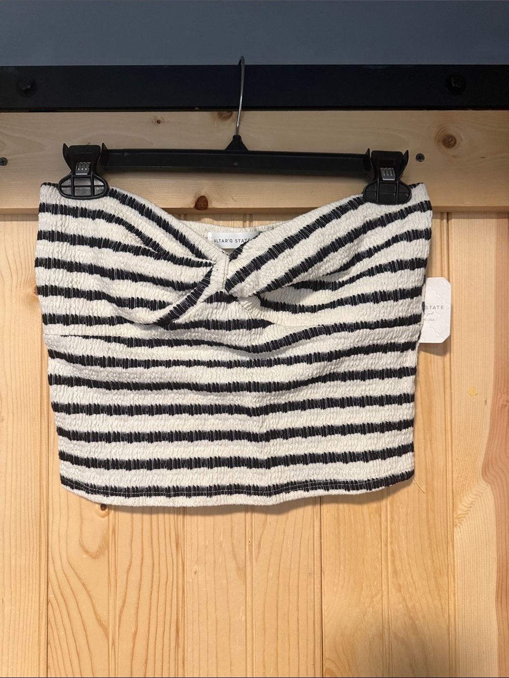 Altar'd State Black and White Striped Cotton Blend Tube Top